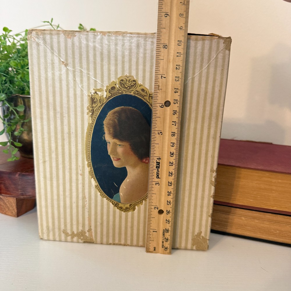 Antique Striped Gift Box with Portrait Medallion