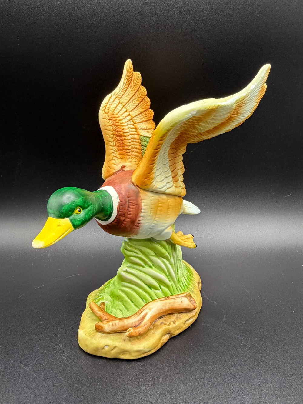 Bisque Porcelain Mallard Duck Figurine Vintage
