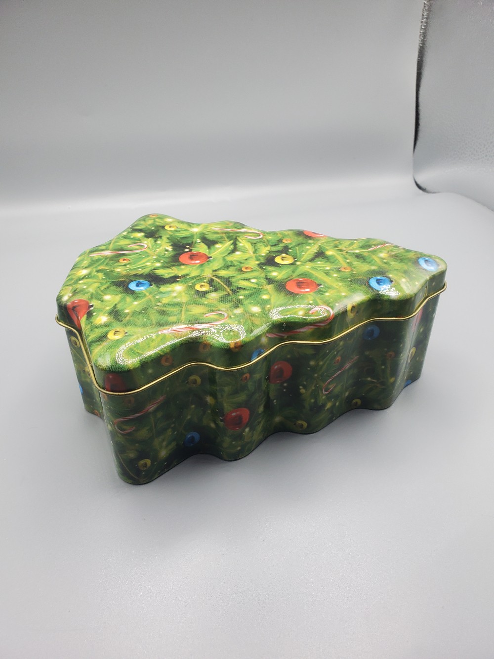Christmas Tree Shaped Metal Tin