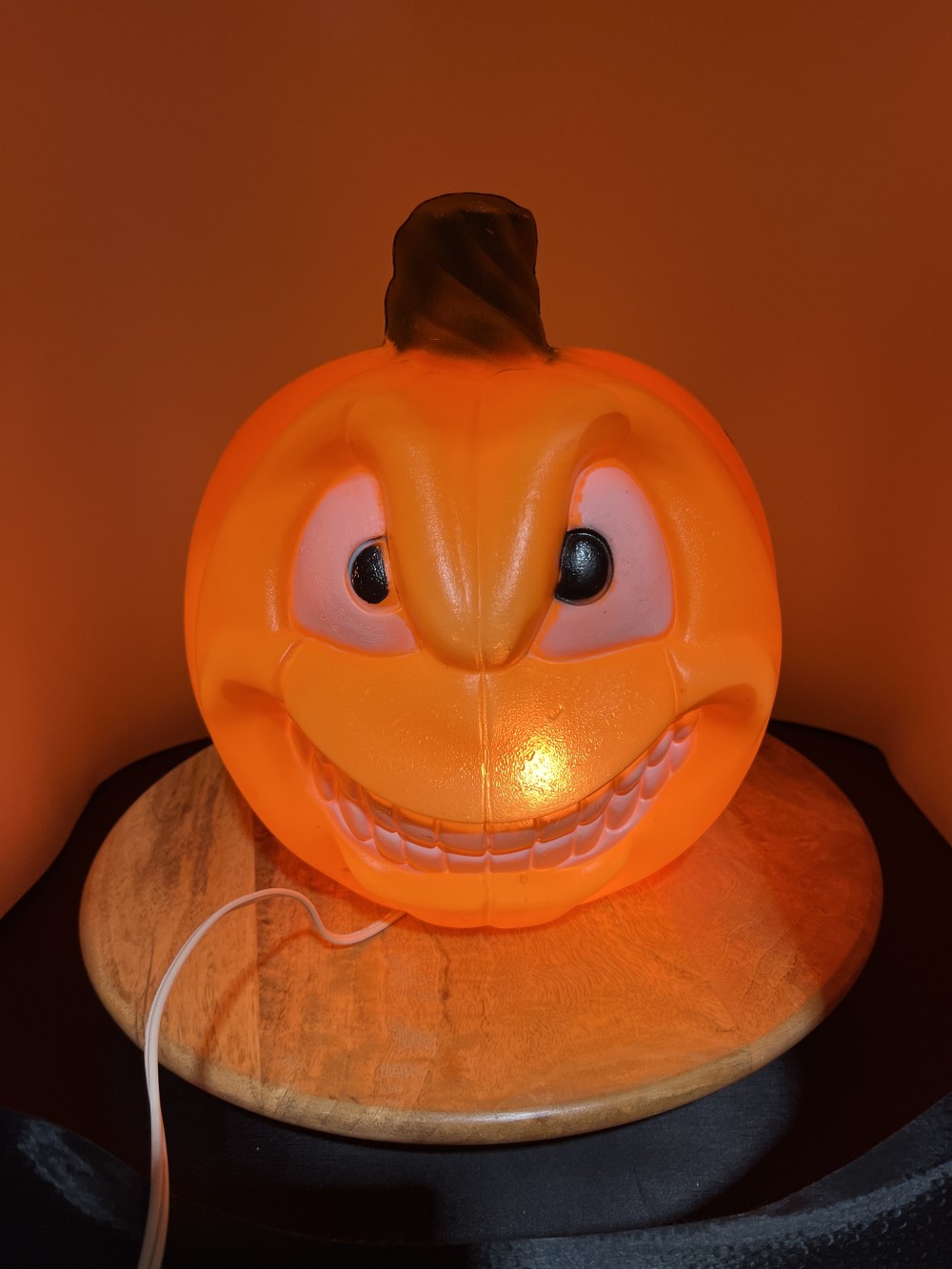 Vtg 2-sided Blow Mold Jack-o-lantern