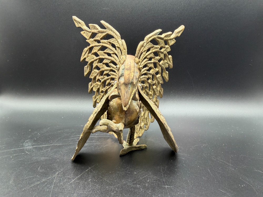 Mid-Century Open-Lattice Brass Fighting Roosters Gamecocks- Pair