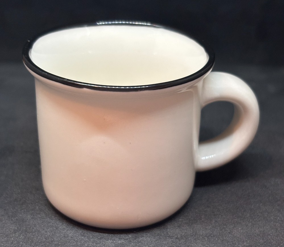 Expresso or child's white ceramic cup w/black rim