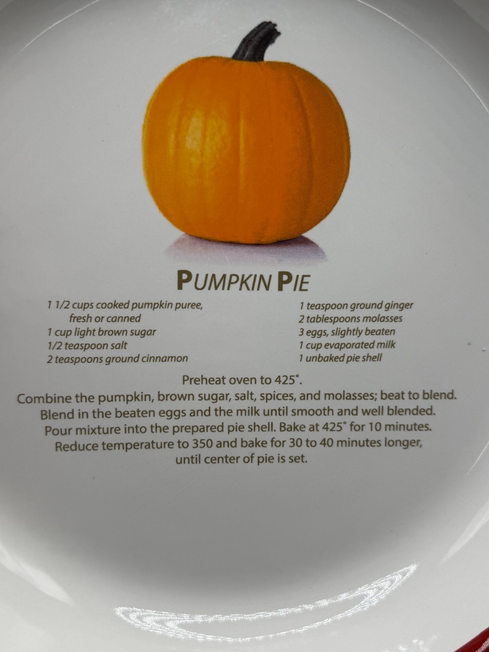 Vintage Red Ruffled Ceramic Pumpkin Pie Recipe Baking Dish