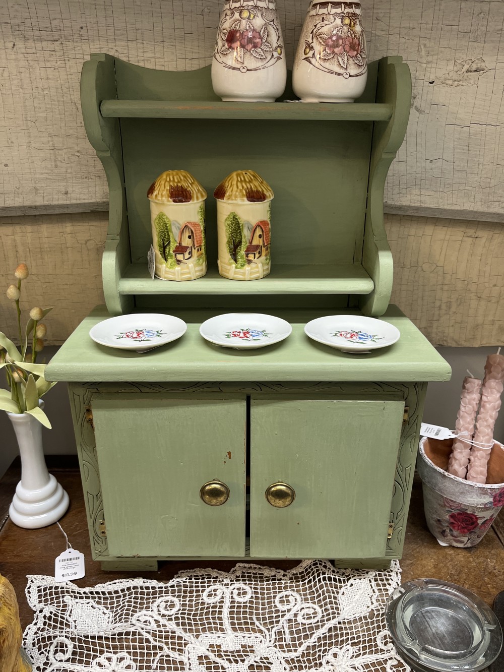 Vtg handmade doll size hutch