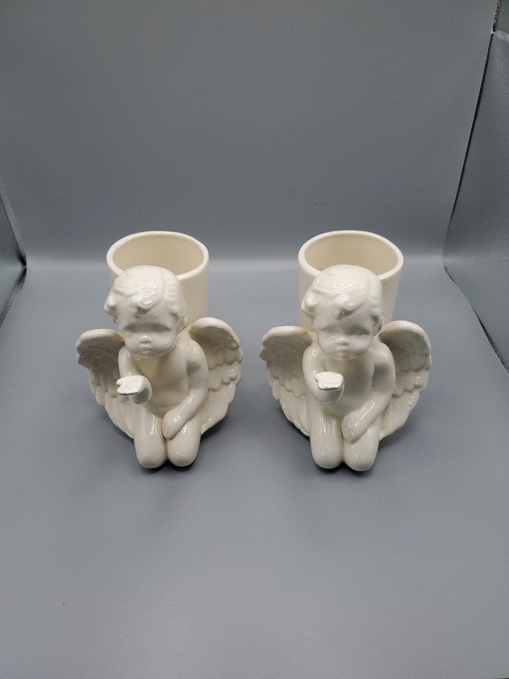 Vintage Angel Cherub Ceramic Planter Pair