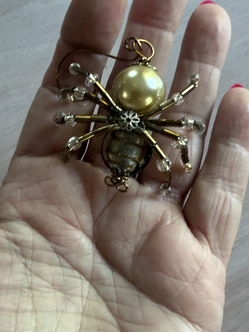 Ornament - Spider M Bronze & Cream Pearl Gold Accents