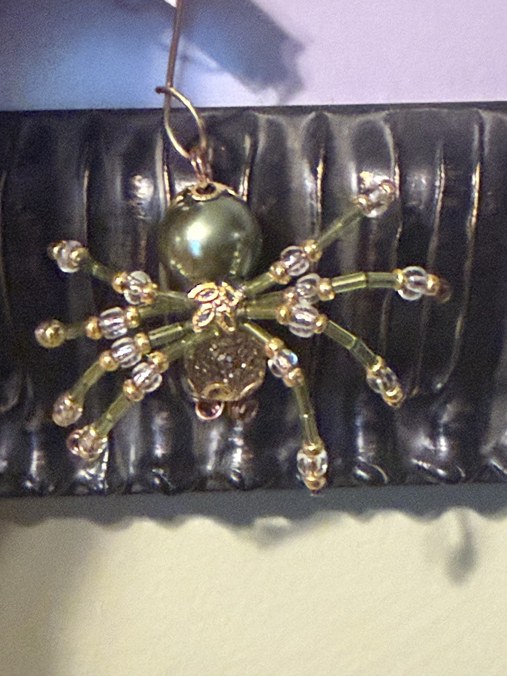 Ornament Spider Green & Gold