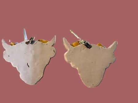 Highland Cow Daisy Earrings Plastic or a Rubber Material