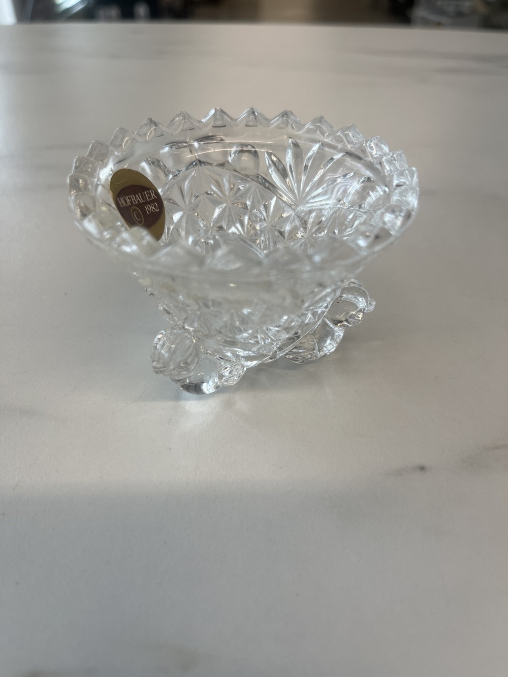 Vtg 3-footed bird trinket 24% lead crystal bowl