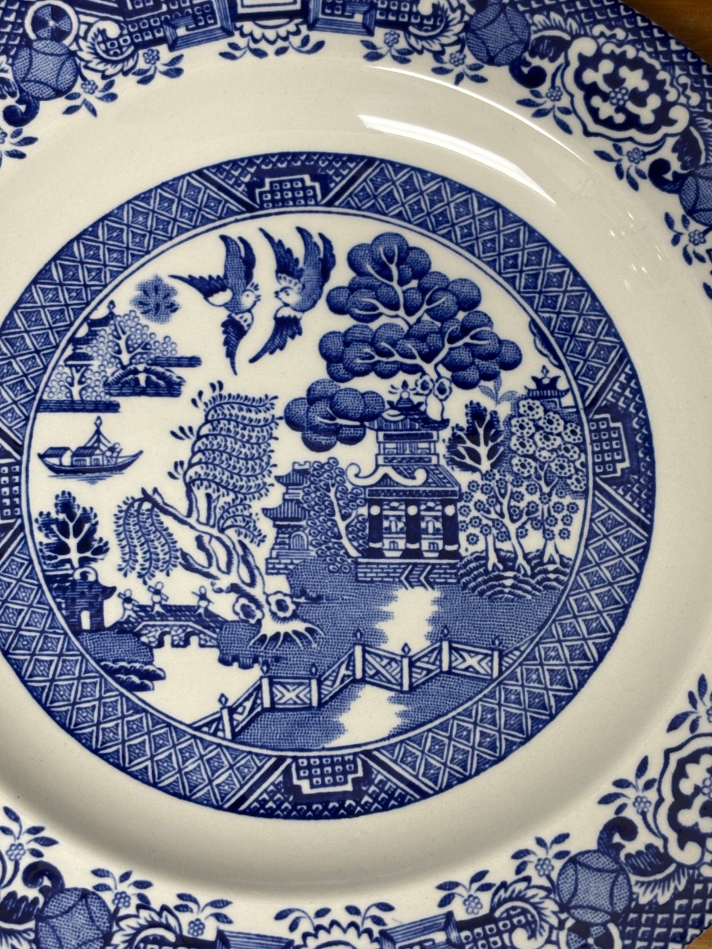 Blue Willow Wood and Sons England Bread Dessert Plate 6.5 Inch Woods Ware