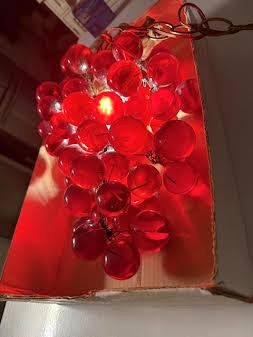 MCM Red Lucite Grapes Swag Lamp