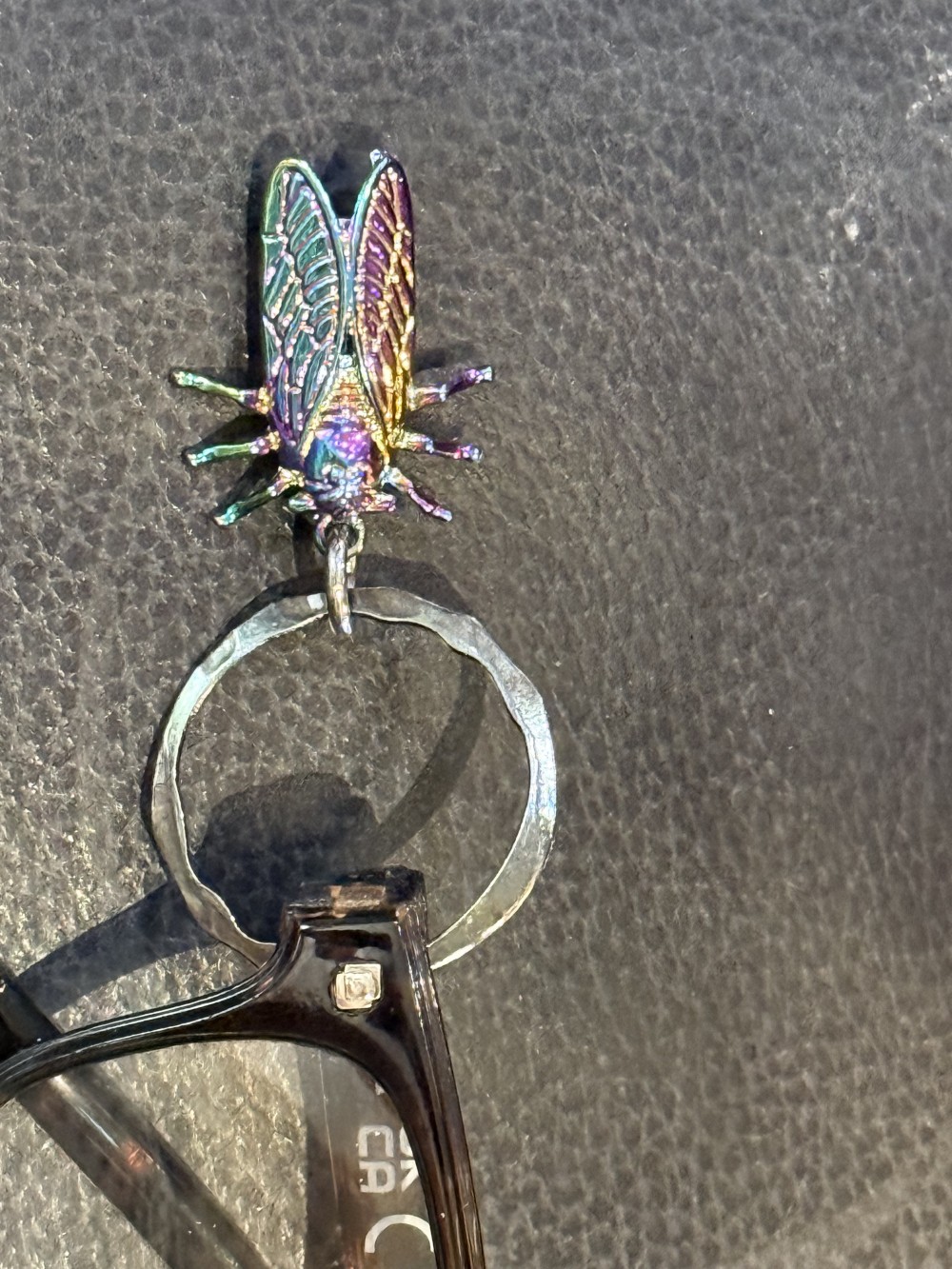Eyeglass or ID Badge Holder Pin - House Fly Iridescent