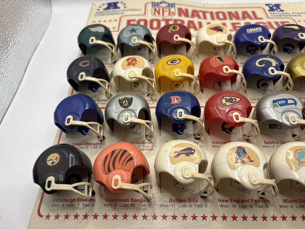 1980 NFL Standings Board with Mini Helmets Complete Set with Cardboard Display  As-is