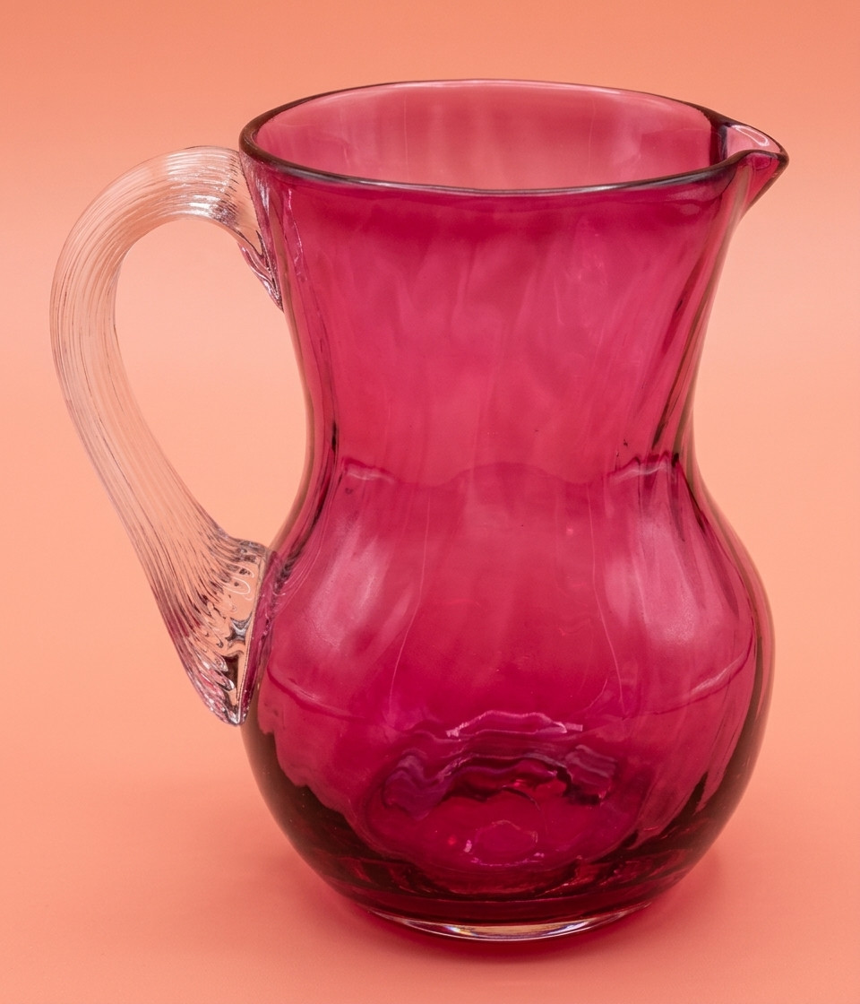 VTG Pilgrim Optic Swirl Cranberry Glass Pitcher