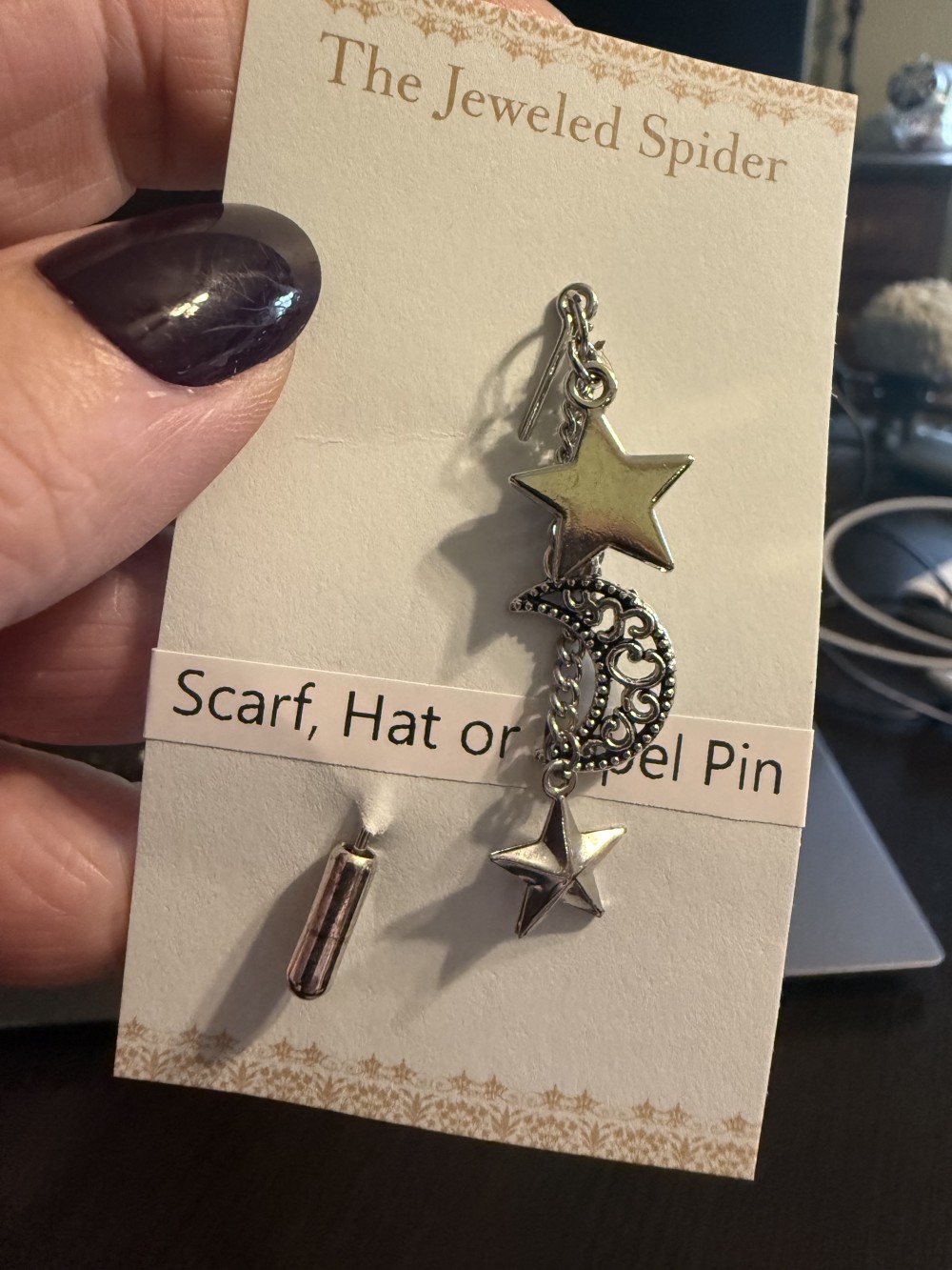 Hat Pin, Scarf Pin - Celestial Stars and Moon, Lapel Pin, Hat Pins, Scarf Pins
