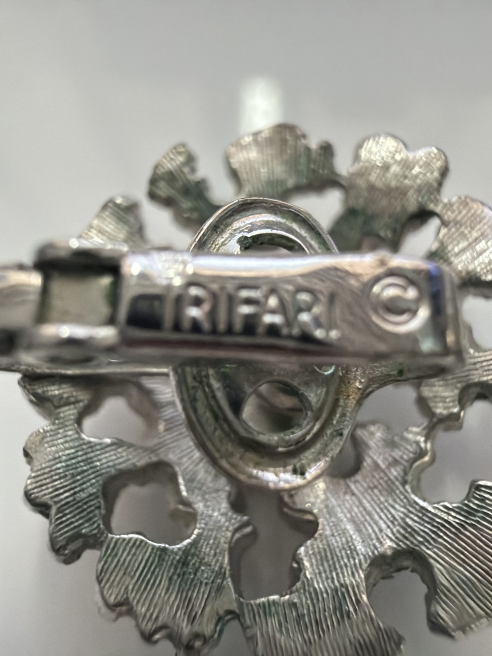 Vintage Crown Trifari Silver Tone Openwork Clip-On Earrings