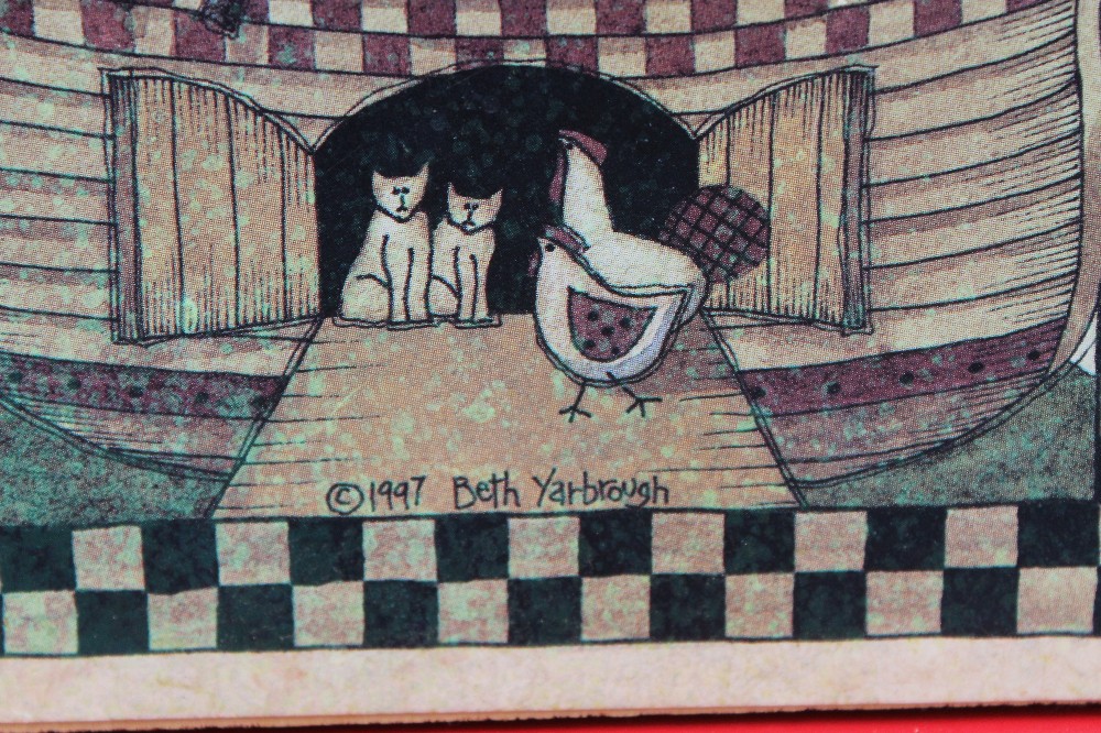 1997 vtg Beth Yarbrough country folk art Noah's Ark plaque