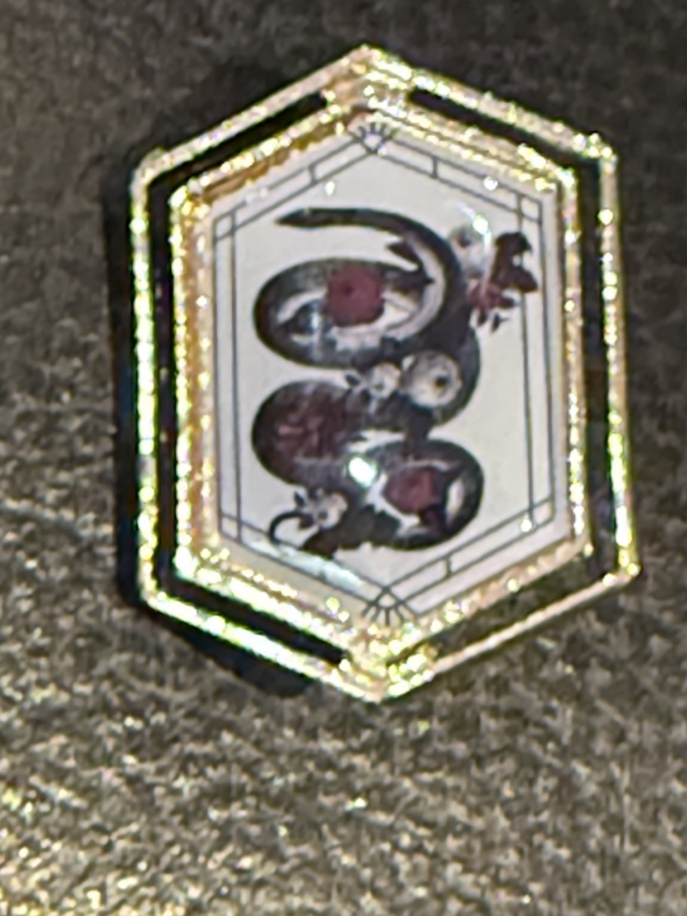 Brooch Pin - Gold Medallion with Snakes and Skulls, Serpent