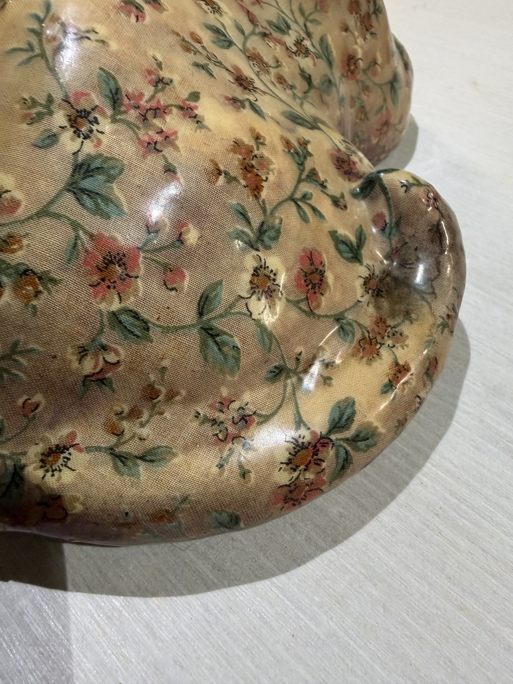 Vintage Floral Decoupage Figurine Cat 9’
