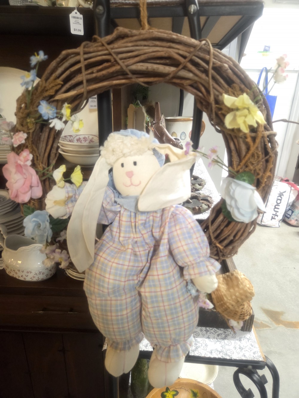 Vintage Bunny Grapevine Wreath