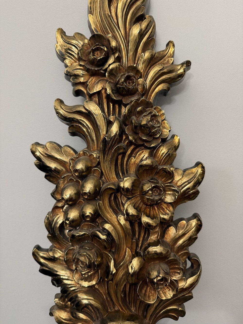 Vintage 1973 Syroco Gold Floral 2-Arm Wall Sconce – Model 4133 Hollywood Regency