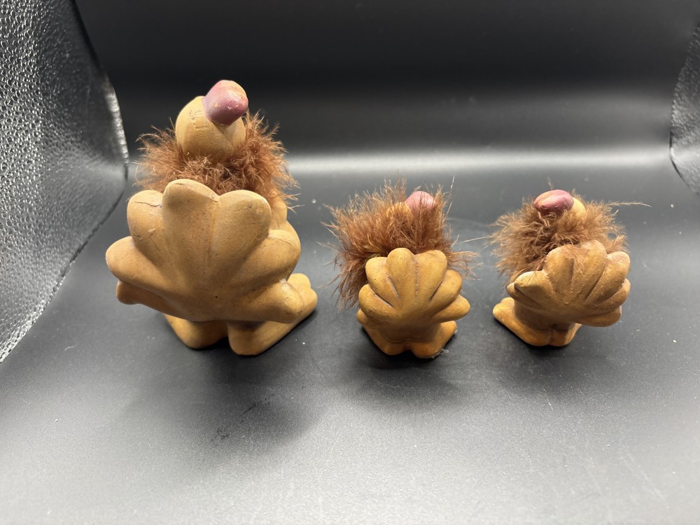 Ceramic Turkey with Feather Collar Vintage Set of 3
