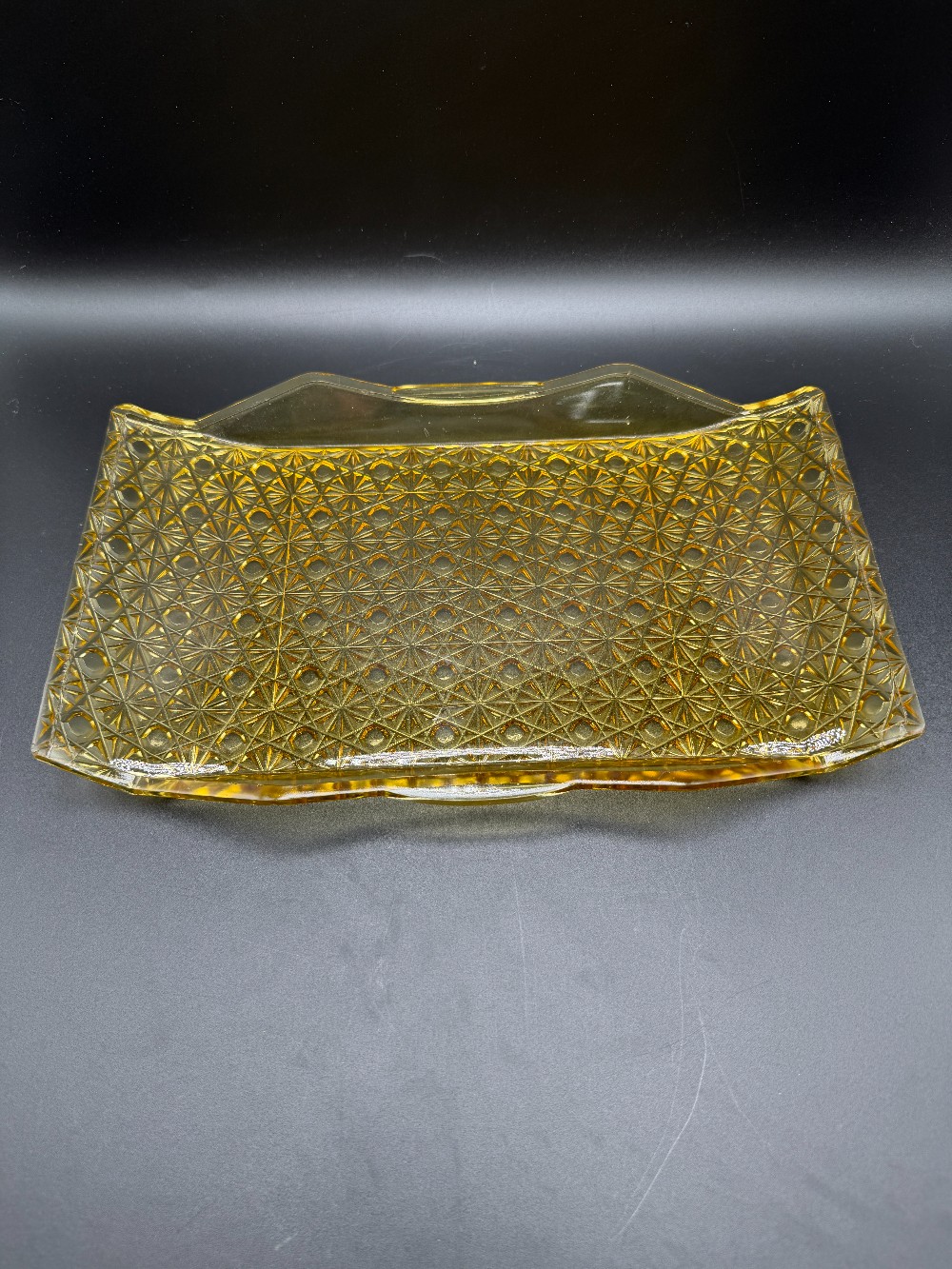 Vintage 1970s Indiana Glass Amber Valencia Rectangular Vanity & Serving Tray