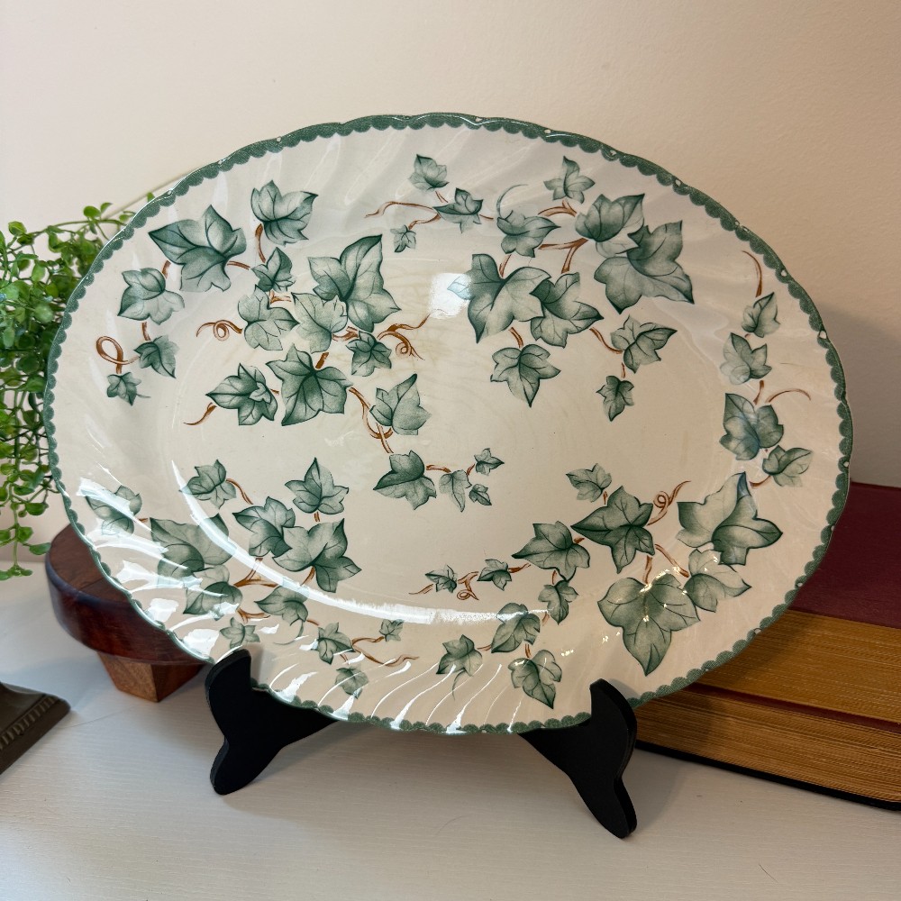 Vintage Green Ivy Oval Serving Platter