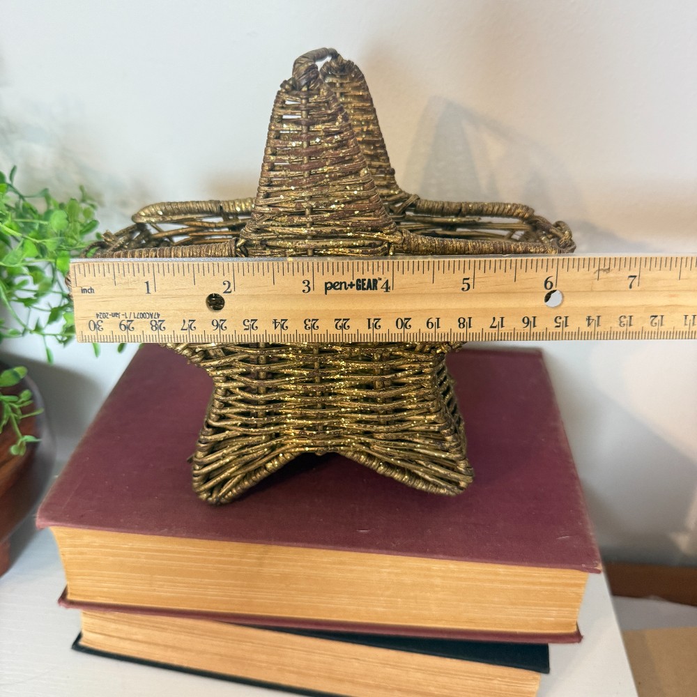 Gold-Painted Wicker Star Basket