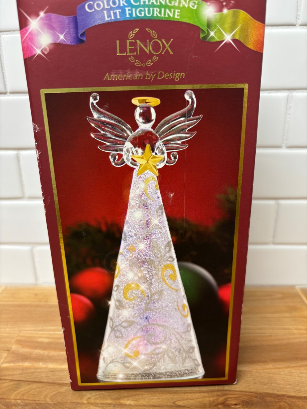Lenox Merry & Magical Color-Changing Lit Glass Angel Figurine Christmas Light
