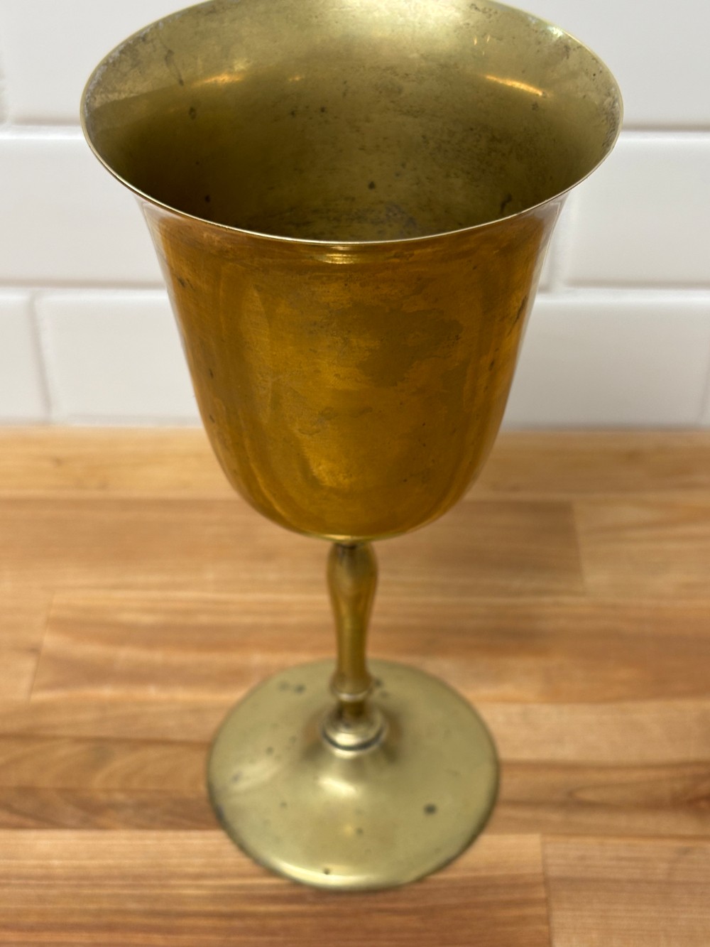 Goblet Leonard Brass Tone Silverplate Vintage Drinkware 7 in