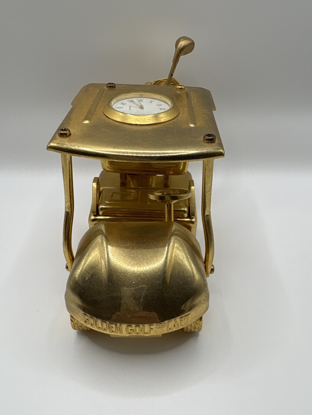 Gold Tone Golf Cart Clock ~5.5” L x 4.5” H x 3” D