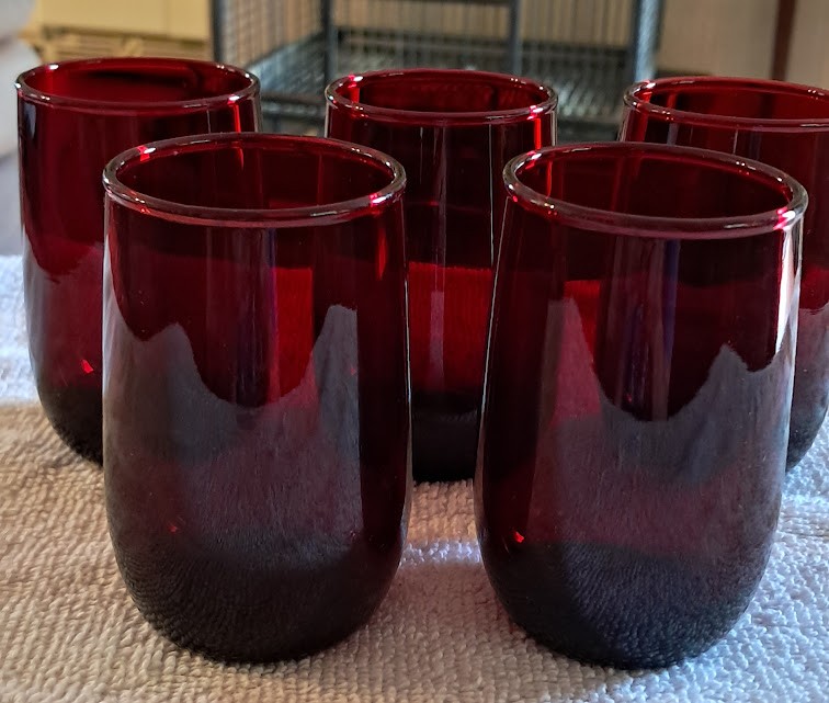A.H. Roly Poly Royal Ruby Juice Glasses, Set of 5 (1940's)