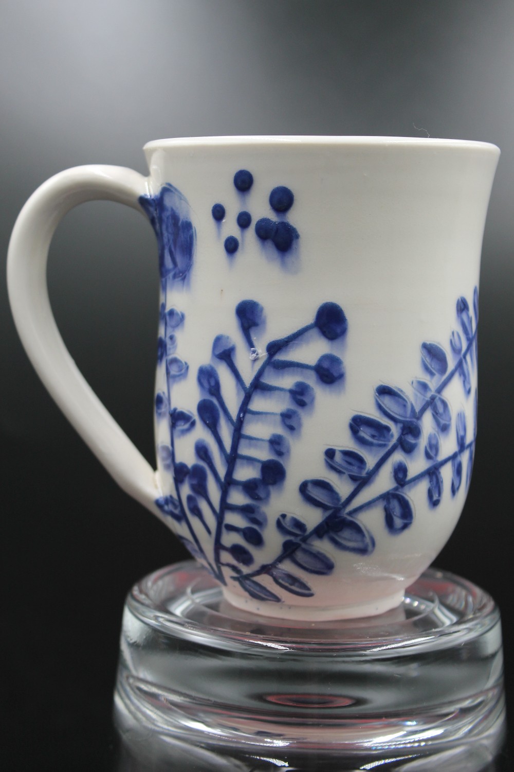 Handmade studio pottery mug blue/white