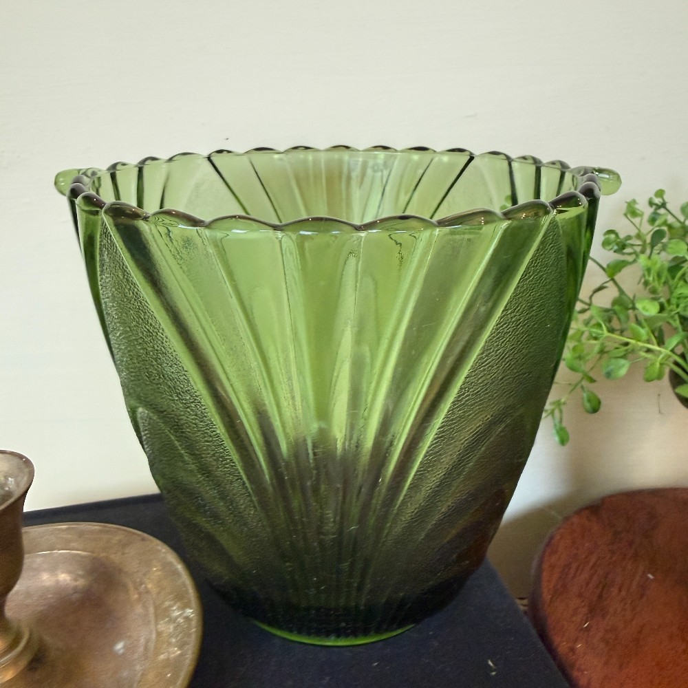 Brockway Nouveau Green Glass Ice Bucket