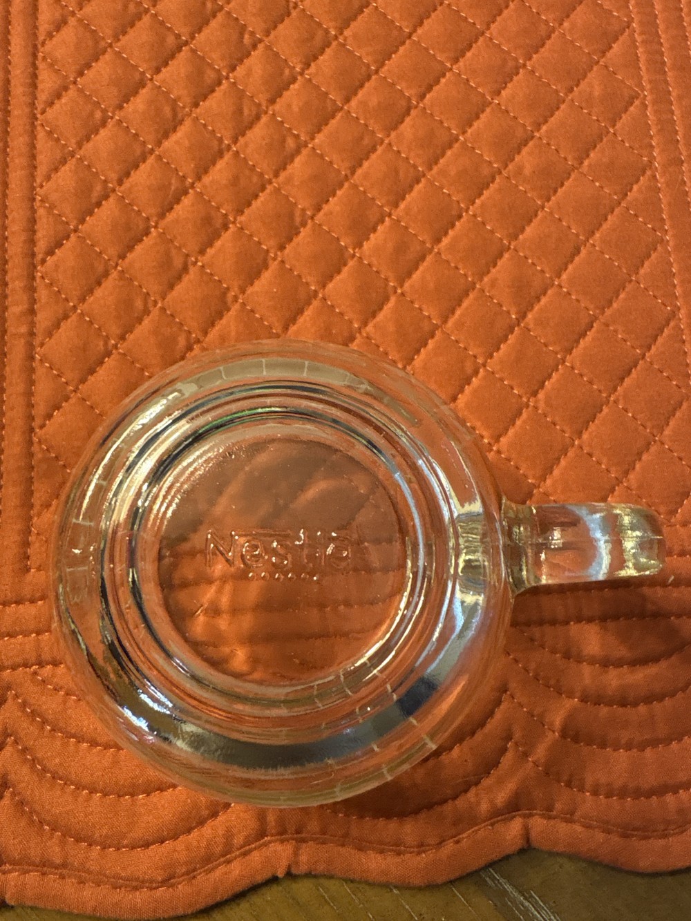 Nestle Etches Globe World Glass Mug VIntage 3 inch diameter