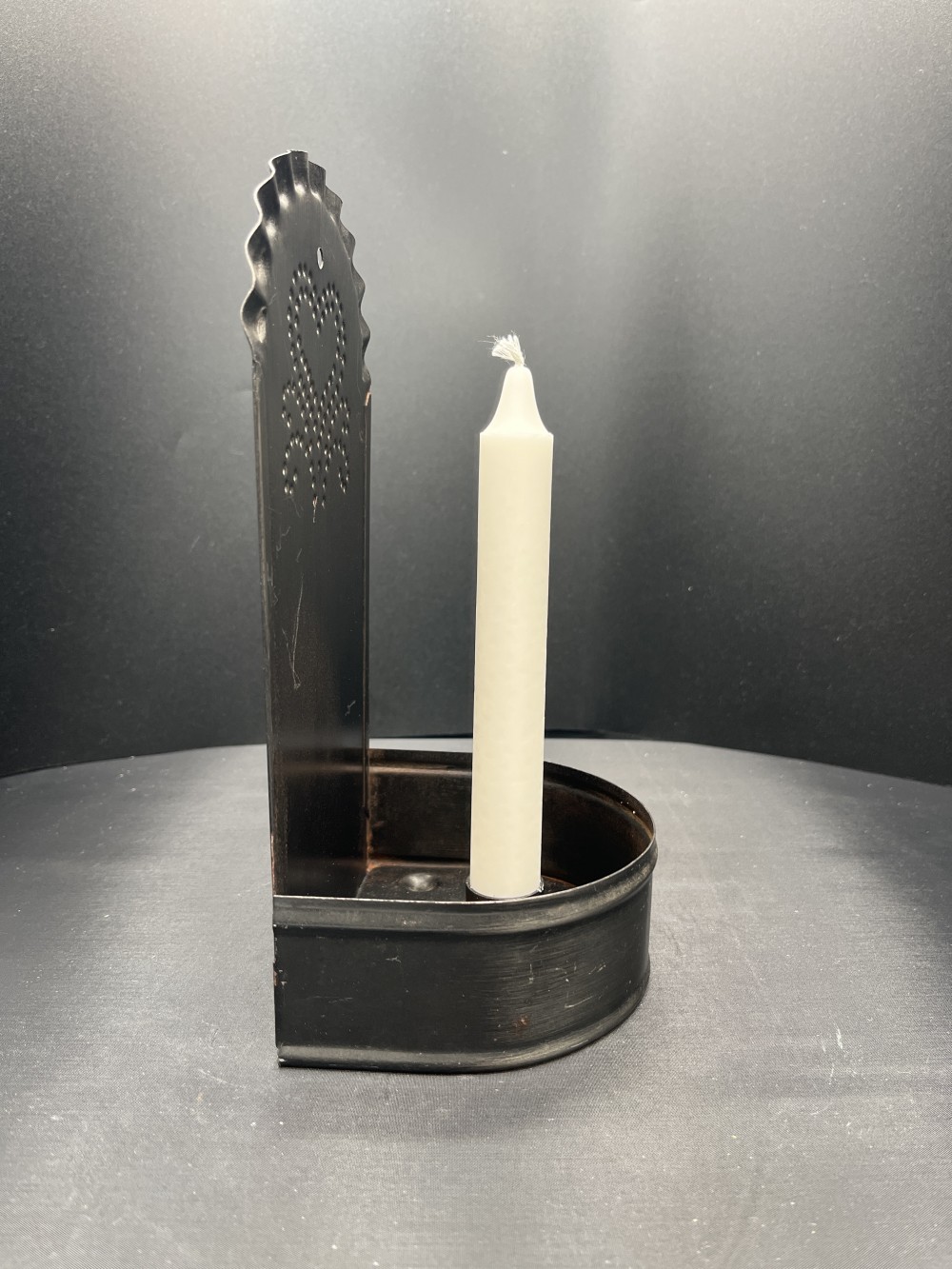 Vtg Punched Tin Sconce w/ Candle