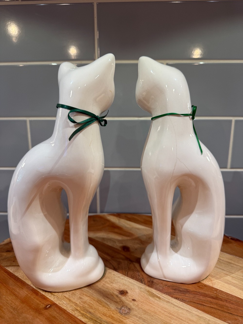 MCM Pair Ceramic Cat Figurine