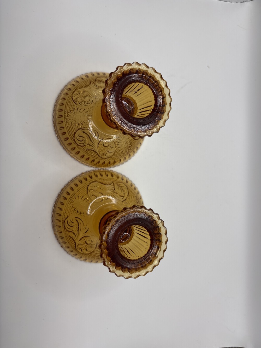 Amber Glass Set Candle Holders