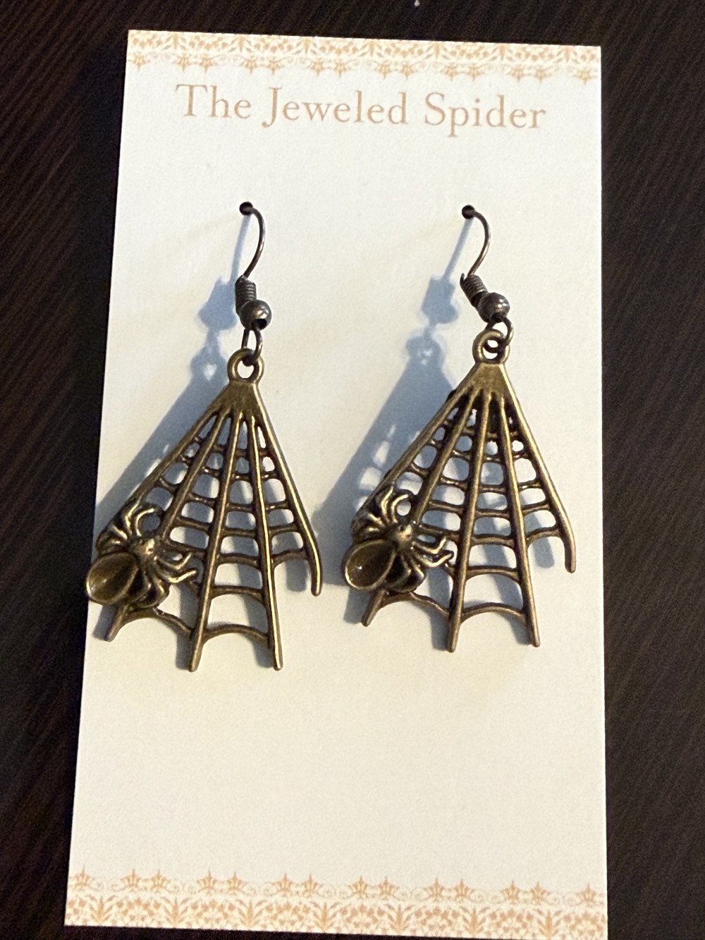 Earrings - Spider Web Triangle with Spider