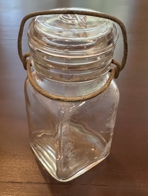 Vtg Hazel Atlas EZ Seal Small Square Mason Jar w/Lid