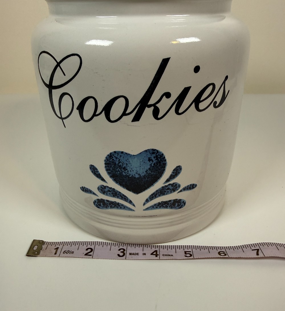Blue Hearts Ceramic Cookie Jar