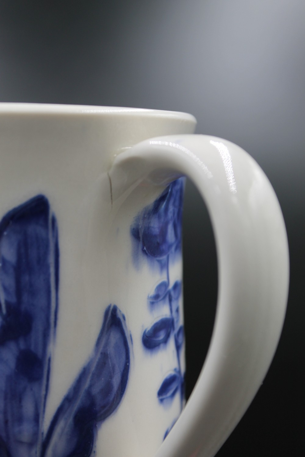 Handmade studio pottery mug blue/white