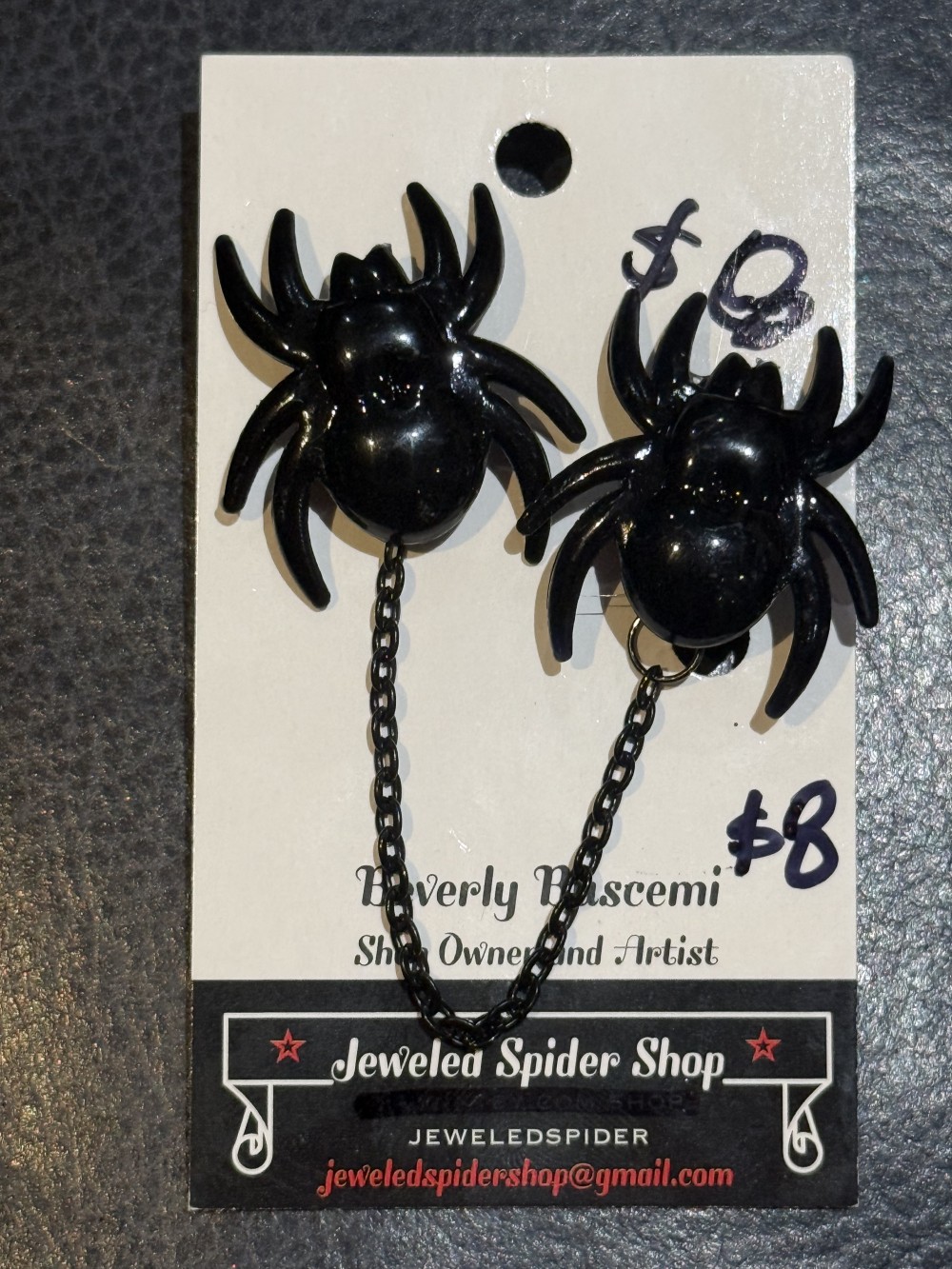 Sweater Pins - Black Spiders - Dress Pins, Cloak Pins, Collar pins