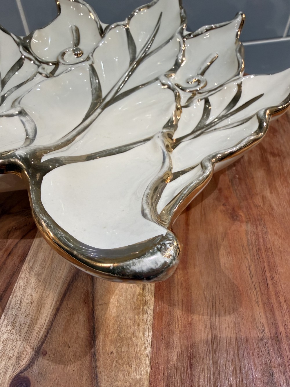 Vintage Gold-Trimmed Serving Dish