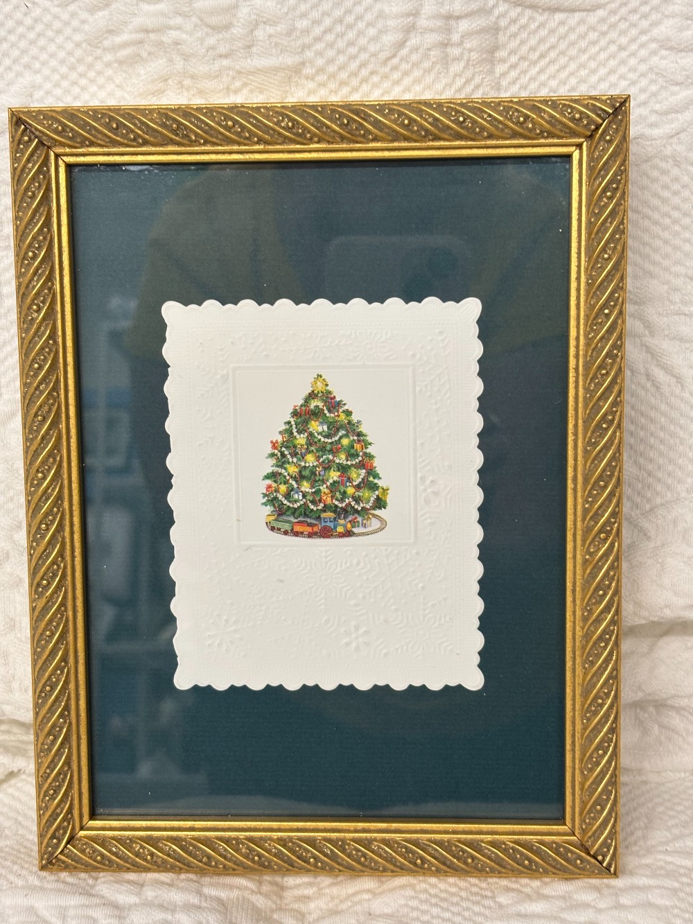 Gold framed Christmas tree card