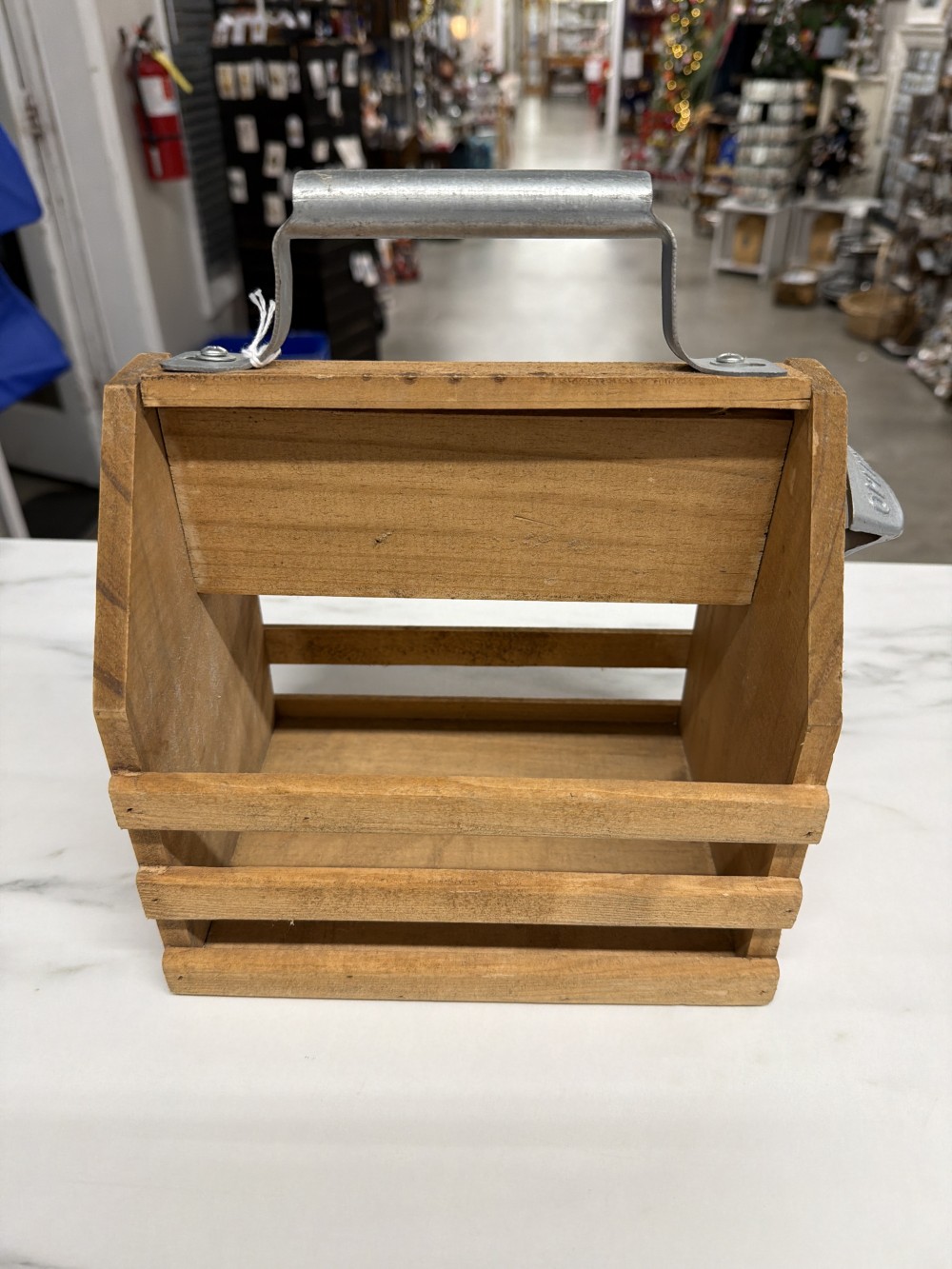 Wood bottle carrier with bottle opener