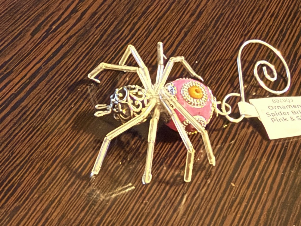 Ornament Spider Bright Pink & Silver