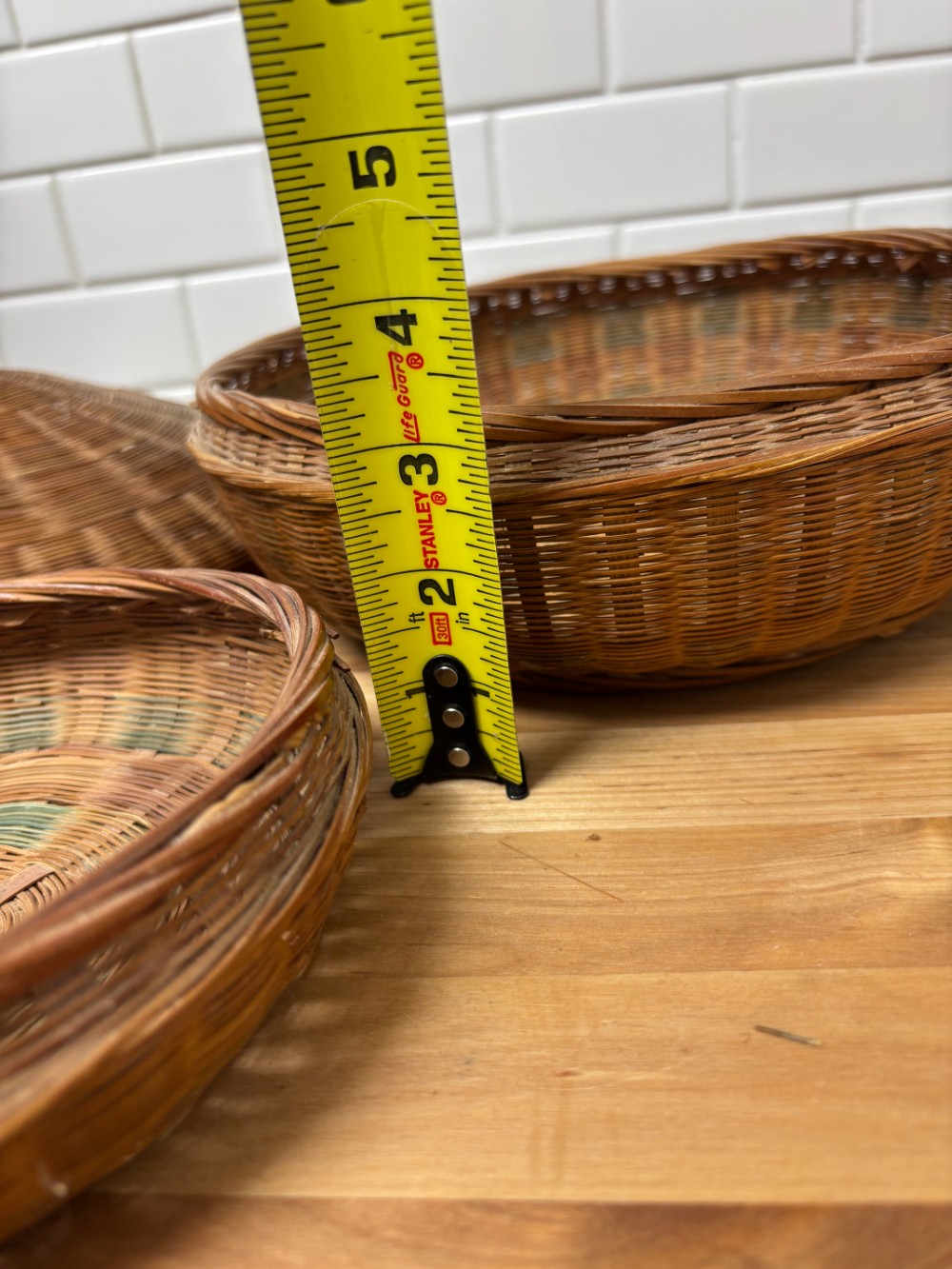 Basket Set Vintage Nesting Yarn Sewing Storage Baskets with Lids Woven Wicker MCM