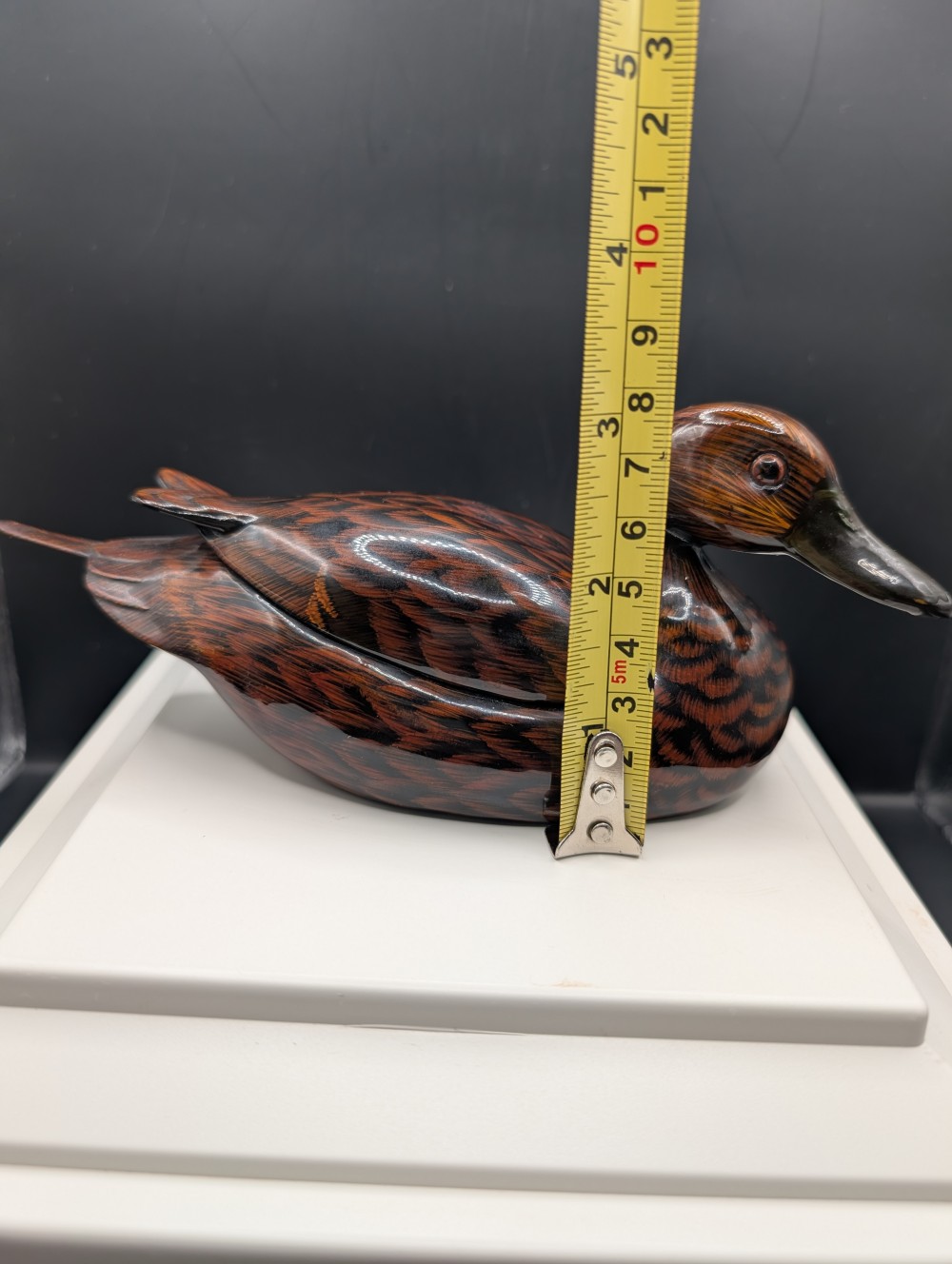 Wooden hand-painted duck trinket box